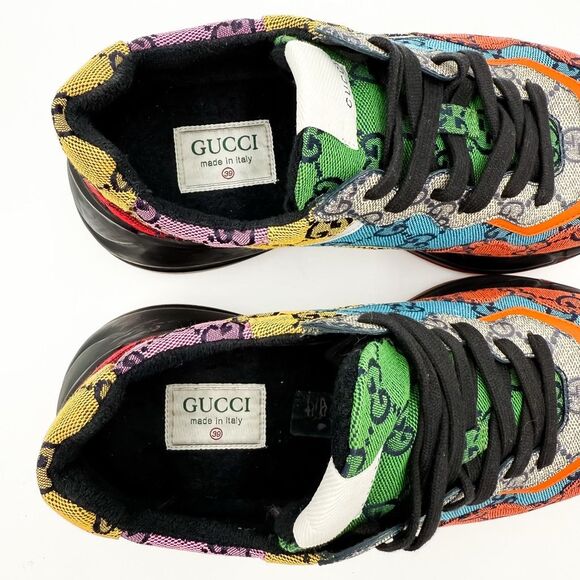 Gucci GG Canvas Rhyton Sneakers Trainers Multicolor EU 39 US 9 Chunky Sole - Picture 11 of 12